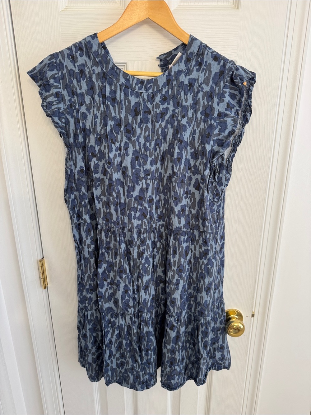Blue Patterned Tiered Dress